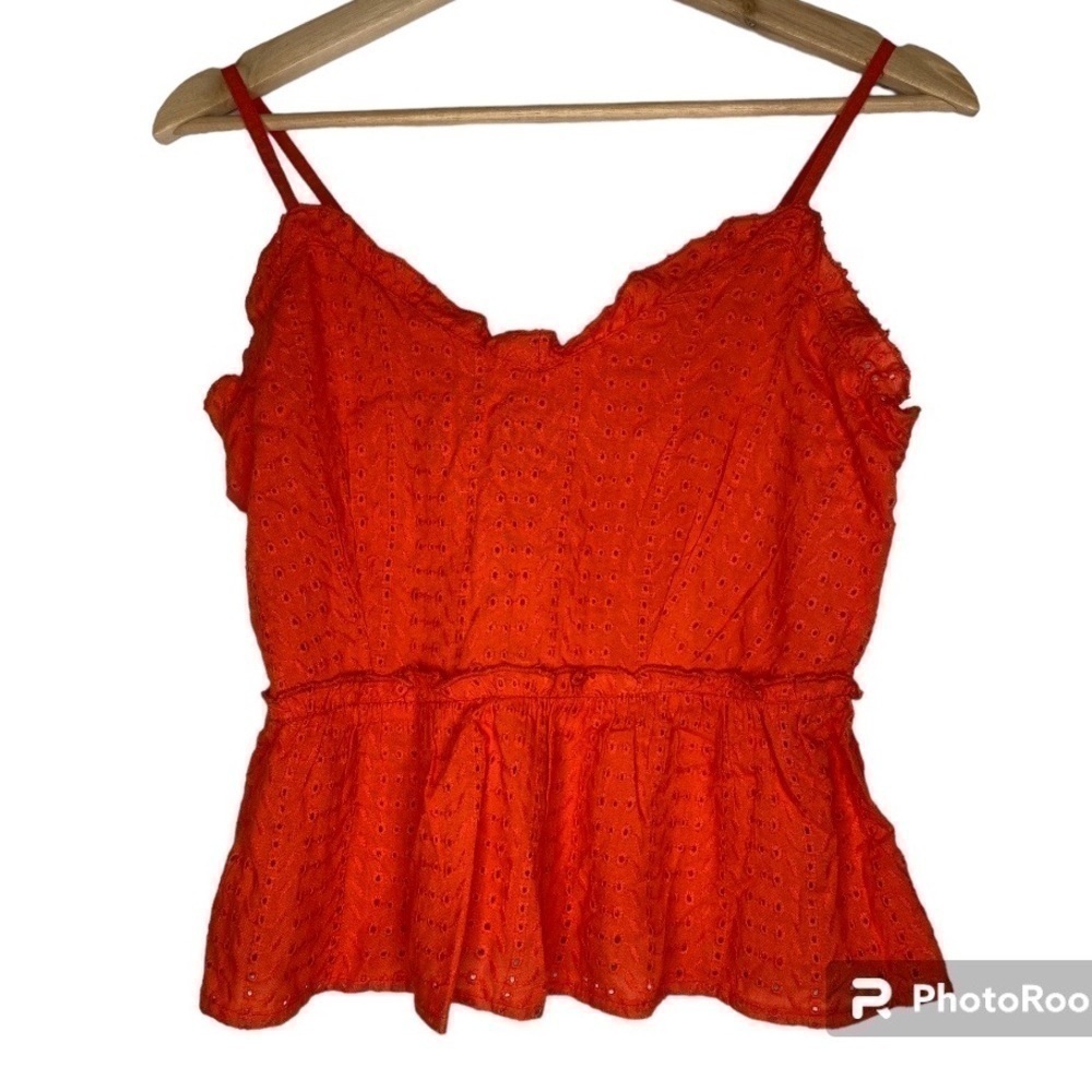 NWT SIM & SAM RED SPAGHETTI‎ STRAP TOP WITH EYELET DETAIL SIZE SMALL